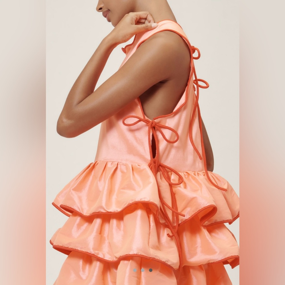 Elegant Orange Ruffle Dress